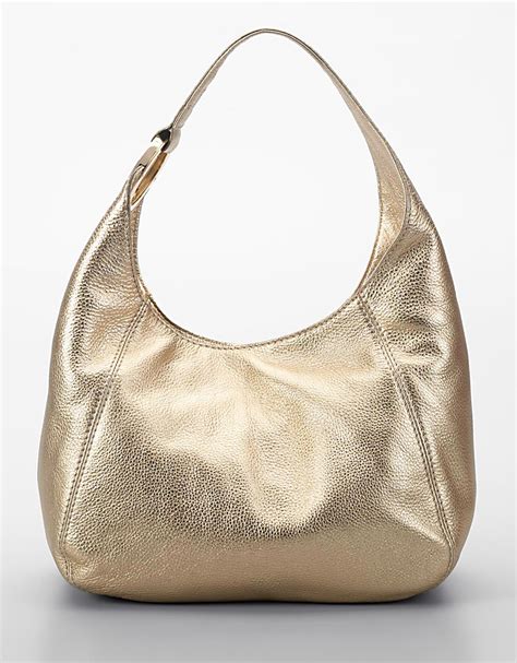 michael kors hobo style gold chain bottom strap old|Michael Kors Metallic Gold Leather Chain Link Hobo .